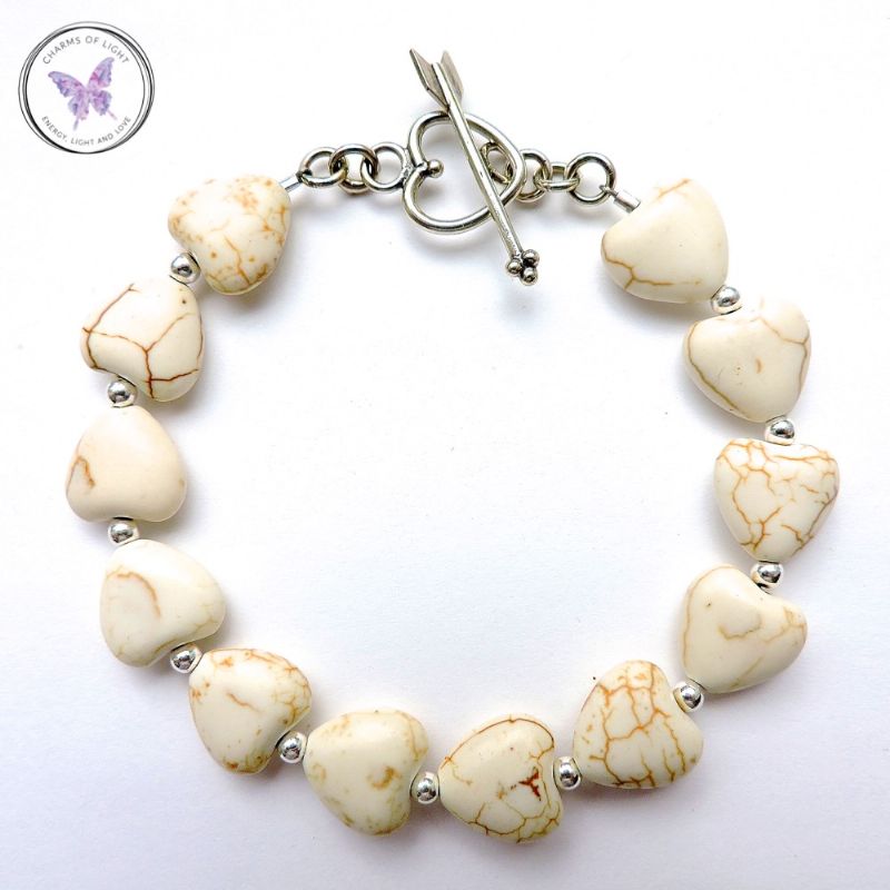 Howlite Hearts Healing Bracelet